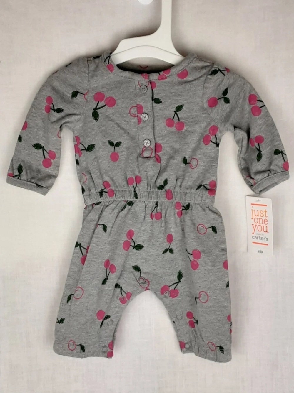 Carter's Gray Romper with Pink Cherry Print